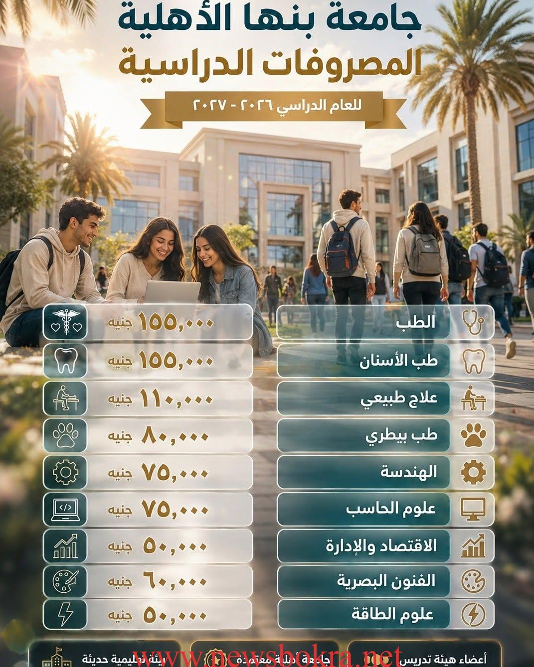 مصروفات جامعة بنها الأهلية 2026-2027 وشروط التقديم 3 جامعة بنها الأهلية